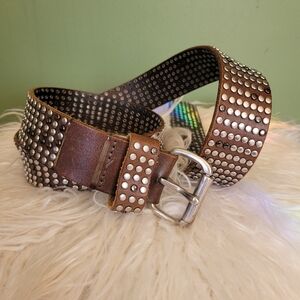 Studded Silver Leather Belt